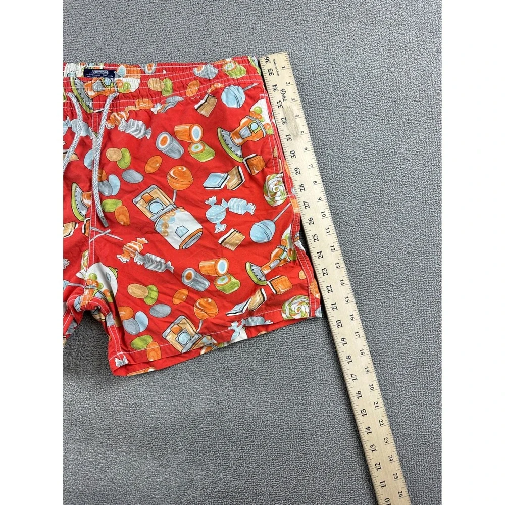 Vilebrequin‎ Swim Trunks Shorts Men XL Red Candy Print Elastic Waist Summer